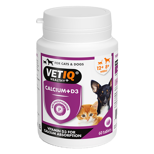 VETIQ Calcium+D3 - (Kalsium Plus) - Supplement for Cats & Dogs - 60 Tablets