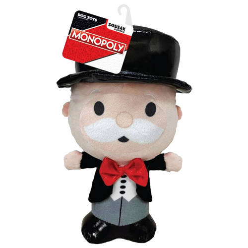 Hasbro "Mr Monopoly" Squeak & Crinkle Dog Toy 7"